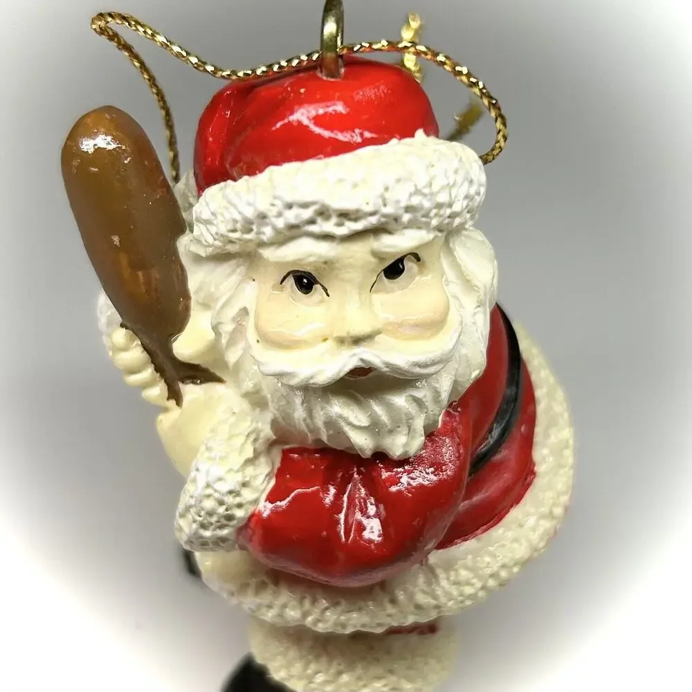 3ct Sports Santa Claus Holiday Figure Christmas Tree Ornament Golf Bat Football